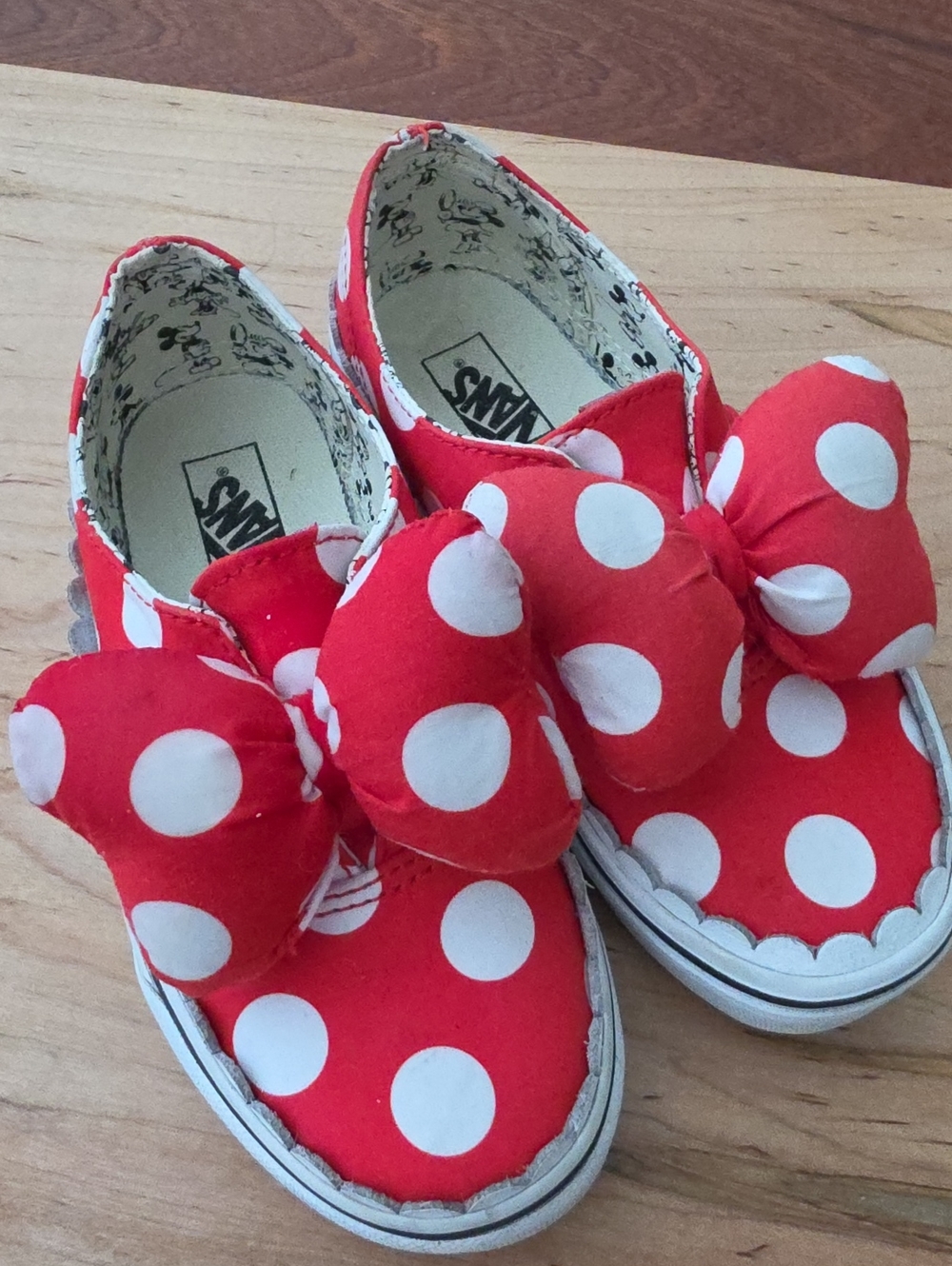 Vans Minnie Mouse Kids Red with White Polka Dot Bow Slip-On Sneakers